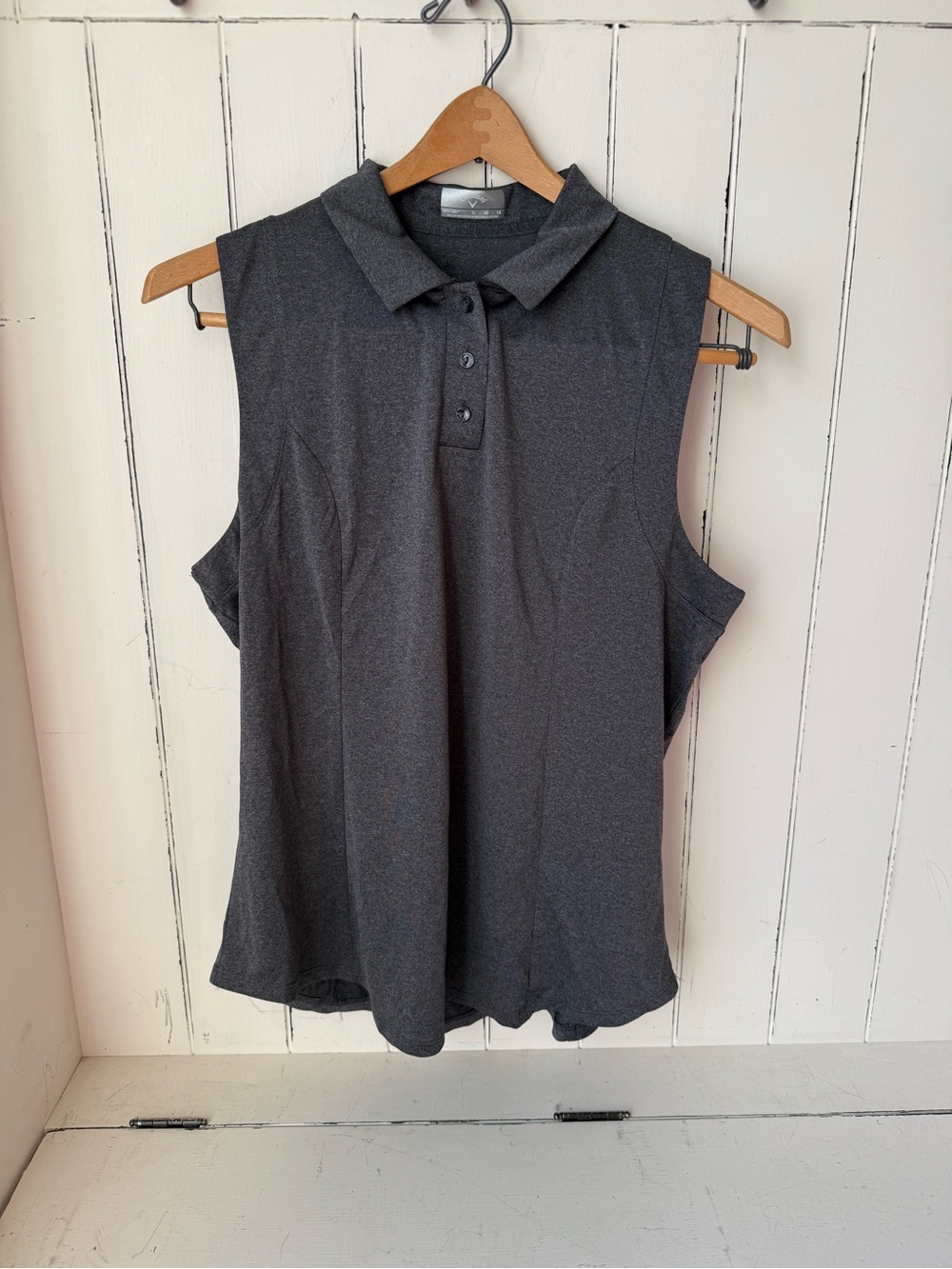 Callaway Opti-Dri Sleeveless Golf Polo Shirt Charcoal Grey Heather Womens XL